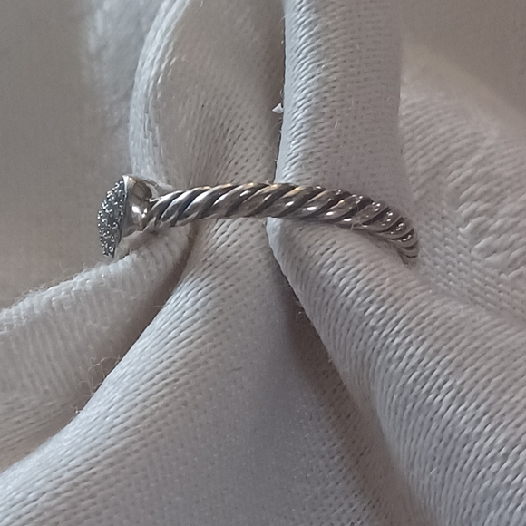 David Yurman Cable Collectibles Diamond Heart Stack Ring, SS, Size 7 - Picture 5 of 10